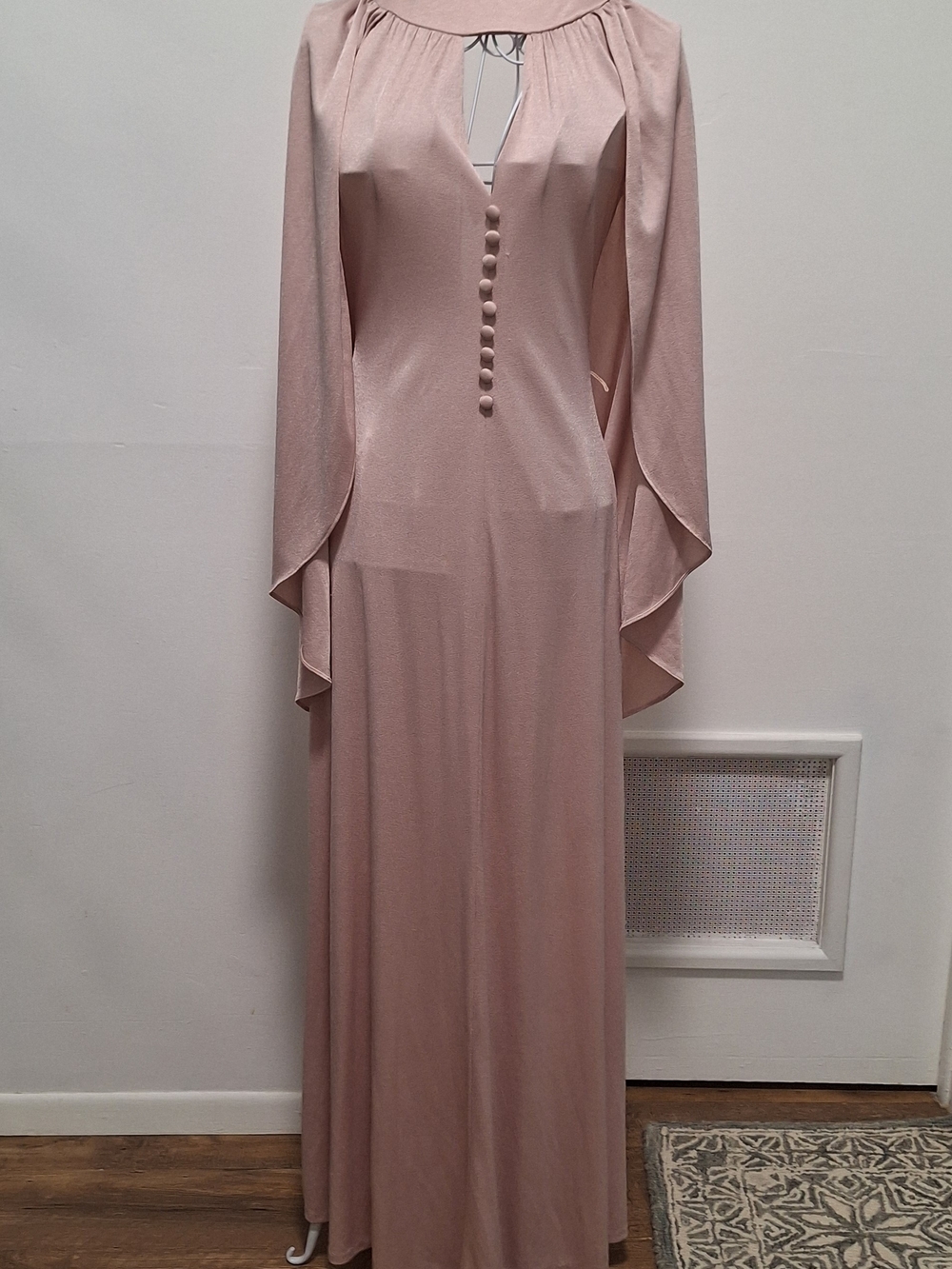 Long Vintage Women's Beige Stretchy Dress 8/10 No Tags